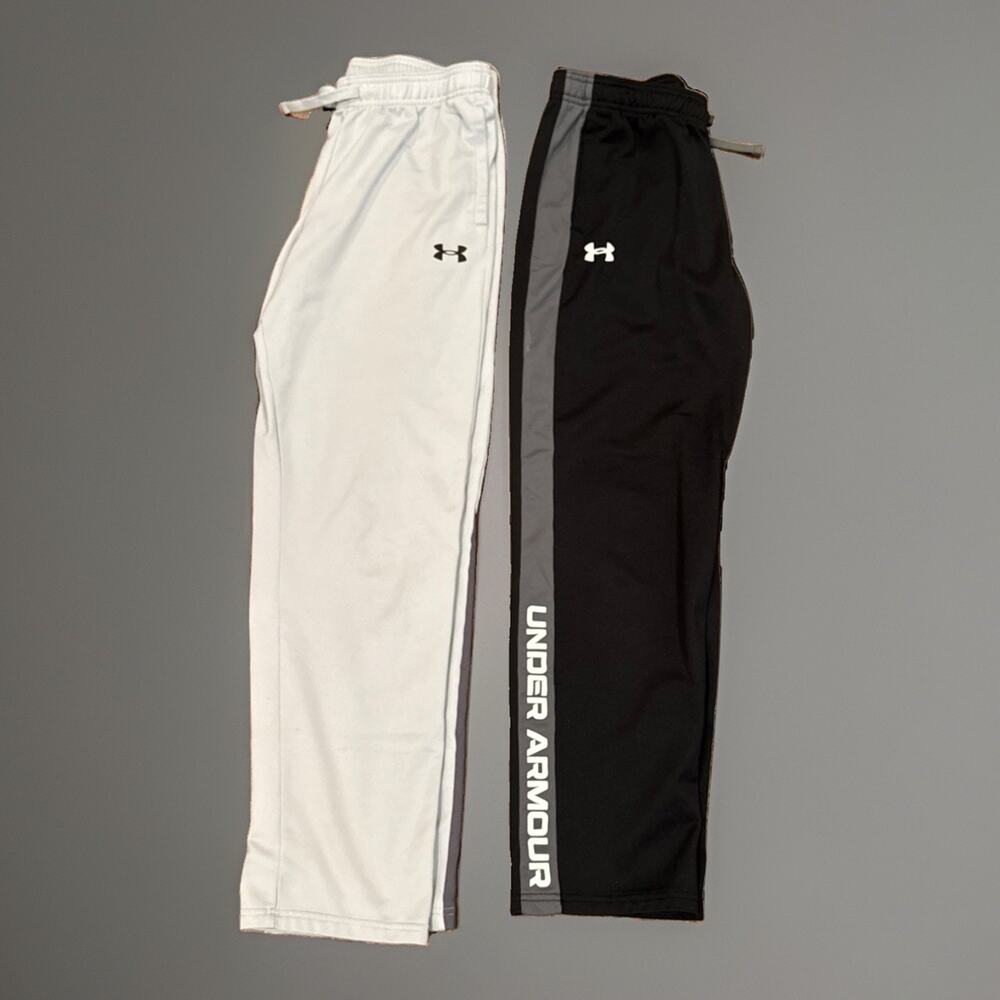 Under Armour Boys Fleece Jogger Sweatpants Lot of 2 Black Gray YXL Athletic